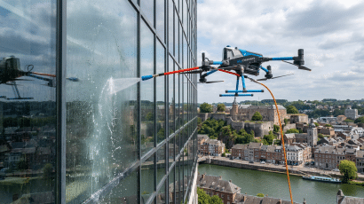 Nettoyage facade par drone à Namur par skycleaners