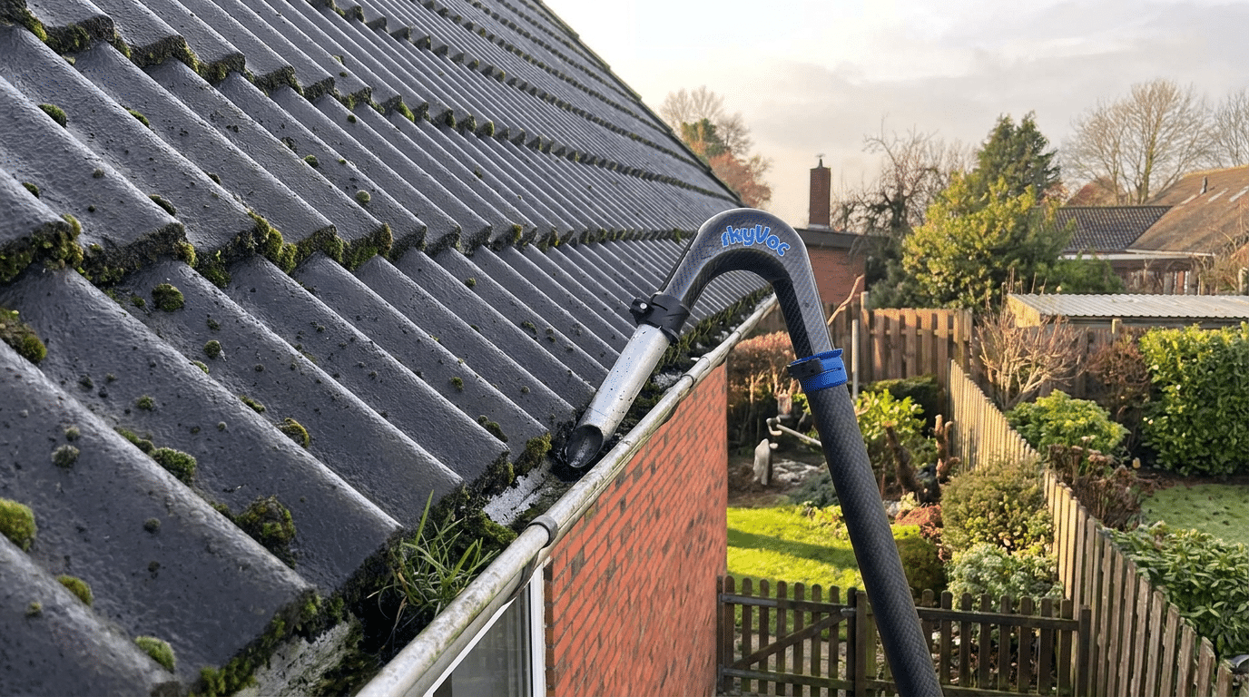 Nettoyage de gouttières et de corniches par aspiration à Namur