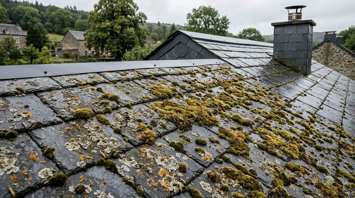 Les traces vertes sur votre toiture ne sont pas un hasard : humidité, ombre et climat wallon favorisent mousse, algues et lichen. Voici les causes et comment agir.